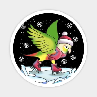 Ice Skating Pineapple Conure Magnet